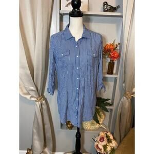 ND New Directions size Small Lightweight Tunic Length GUC Bunched Tie Sleeve Top
